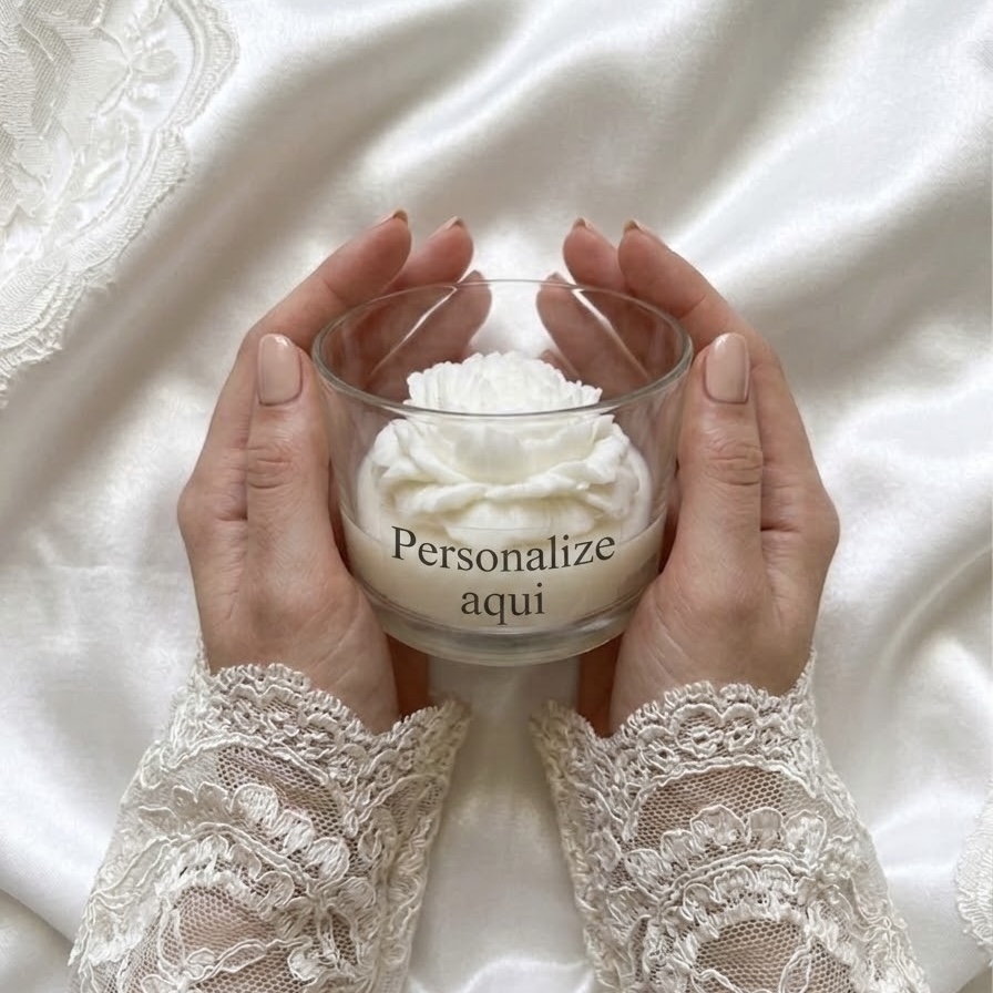 Vela Aromática com Peônia Personalizada