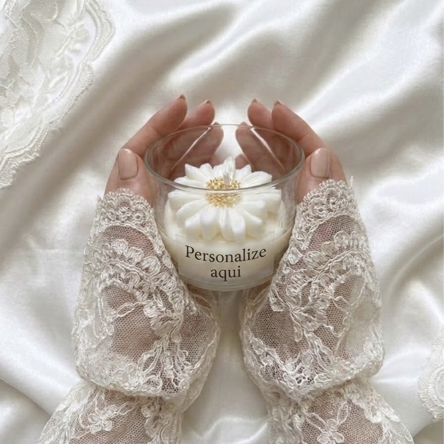 Vela Aromática com Margarida Personalizada