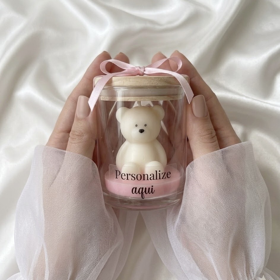 Vela Aromática com Ursinho Personalizado